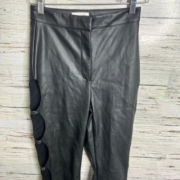 Meshki black side cut out faux leather pants size xs - Picture 3 of 9